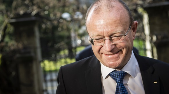 Le conseiller national UDC valaisan Jean-Luc Addor, arrive au Palais de Justice du Tribunal cantonal du Valais le vendredi 6 mars 2020 a Sion. Jean-Luc Addor se retrouve vendredi devant les juges du T ...