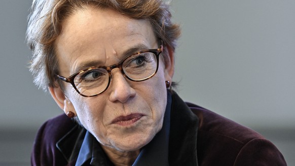 Bundesratskandidatin Eva Herzog, spicht an einem Point de Presse am Samstag, 26. November 2022, in Bern. Herzog wurde zusammen mit Elisabeth Baume Schneider von der Fraktion nominiert. Die Wahl zur Na ...
