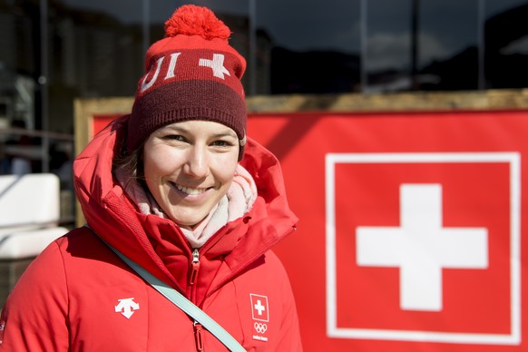 Ski racer Wendy Holdener of Switzerland poses in the House of Switzerland at the XXIII Winter Olympics 2018 in Pyeongchang, South Korea, on Monday, February 12, 2018. (KEYSTONE/Jean-Christophe Bott)