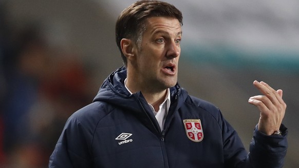 epa06328517 Serbia&#039;s head coach Mladen Krstajic reacts during the International Friendly soccer match between South Korea and Serbia at the Ulsan World Cup Stadium in Ulsan, South Korea, 14 Novem ...