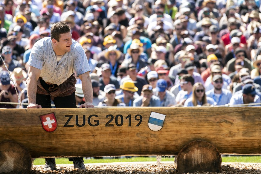 Armon Orlik im 3. Gang am Eidgenoessischen Schwing- und Aelplerfest (ESAF) in Zug, am Samstag, 24. August 2019. (KEYSTONE/Alexandra Wey)