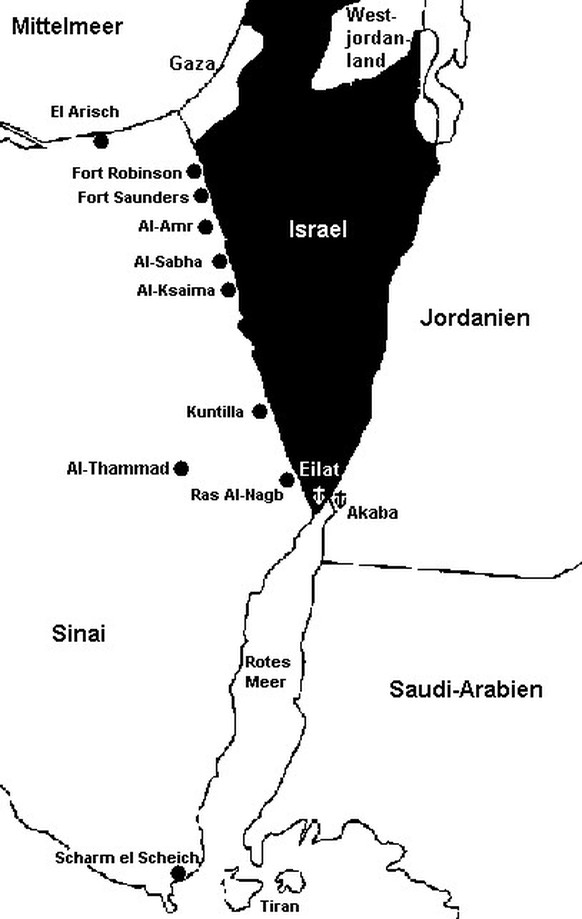 Stationierung der UNEF-Truppen auf dem Sinai (Stationierungen im Gazastreifen auf dieser Karte nicht ersichtlich)
https://commons.wikimedia.org/w/index.php?curid=23781081