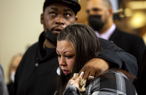 Daunte Wright&#039;s parents, Aubrey Wright and Katie Wright, who also sometimes uses the name Katie Bryant, react after former Brooklyn Center Police Officer Kim Potter was sentenced to two years in  ...