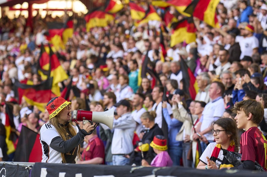 DFB fans in the football UEFA Women EURO 2025 Group C match GERMANY - DENMARK 2-1 in Season 2025/2026 at July 8, 2025 in Basel, Switzerland.
