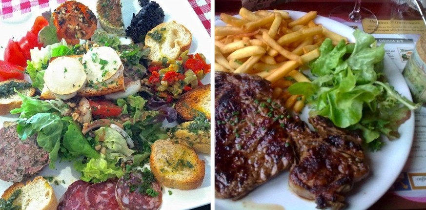französisches essen steak et frites charcuterie