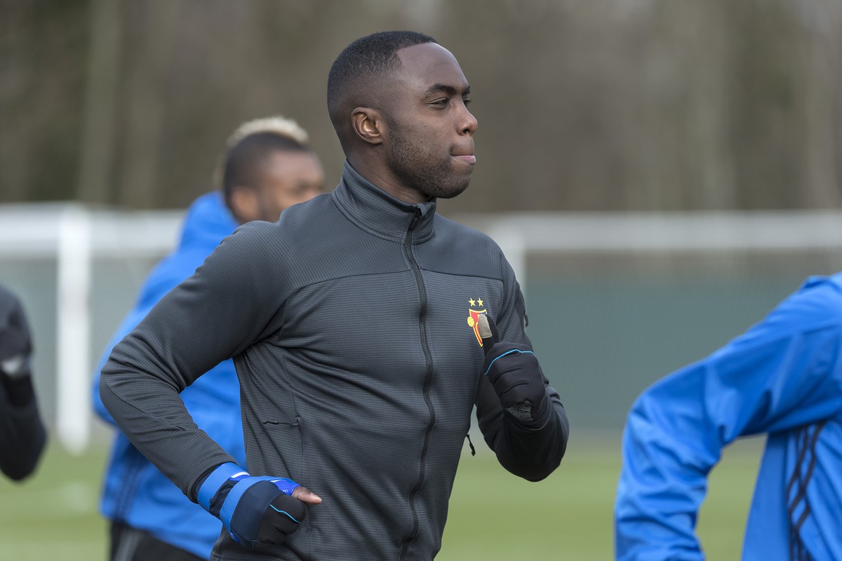 Basel's Eder Balanta during a training session the day before the UEFA Champions League round of sixteen first leg soccer match between Switzerland's FC Basel 1893 and England's Manches ...
