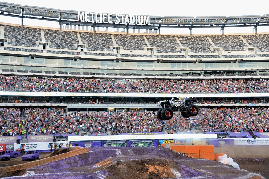 EAST RUTHERFORD, NJ - JUNE 13: Tom Meents, 11-time Monster Jam World Finals® Champion, just missed establishing a new GUINNESS WORLD RECORDS title for landing the first-ever front flip of a 10,500 pou ...