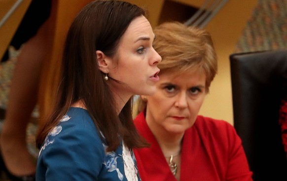 Cabinet Secretary for the Exchequer Kate Forbes during the final debate on the Scottish budget in the debating chamber of the Scottish Parliament in Edinburgh.  PA photo.  Photo Date: Thursday, March 5…