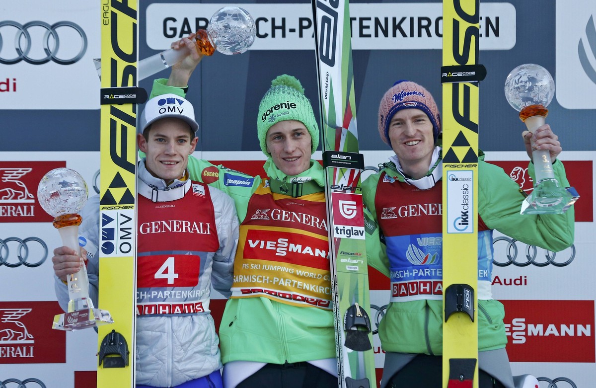 Gangnes, Prevc und Freund: das Podest beim Neujahrsspringen.