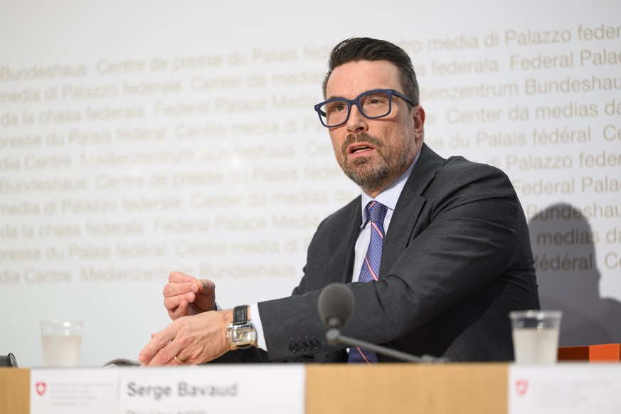 Serve Bavaud, Chef Nachrichtendienst des Bundes (NDB) spricht anlaesslich der veroeffentlicht des jaehrlichen Lageberichts zu Terrorismus, Dschihadismus und Risikopersonen, fotografiert am Donnerstag, ...