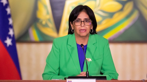 epa12622745 (FILE) - Vice President of Venezuela, Delcy Rodriguez speaks during a meeting of the High Commission for the Defense of Guayana Esequiba, in Caracas, Venezuela, 11 December 2023 (re-issued ...