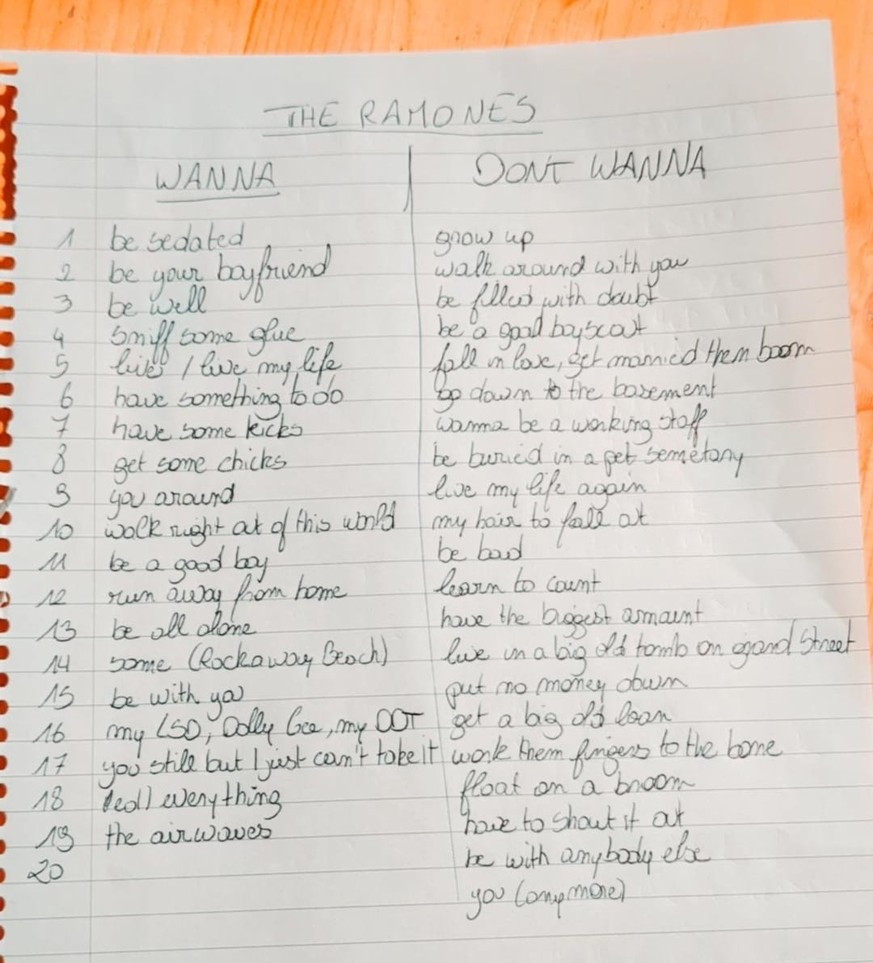 Eine vollständige Liste aller Sachen, die The Ramones wollen und nicht wollen – von Pauline di Silvestro