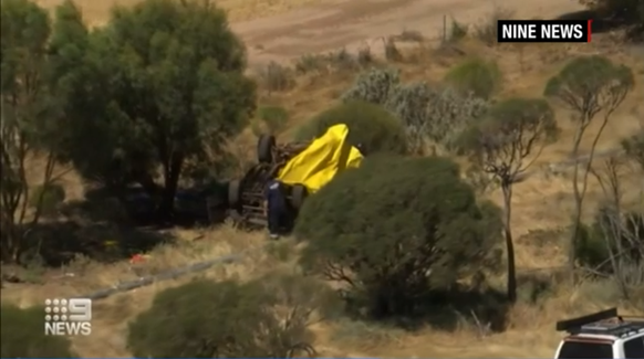 Police secure evidence at the scene of the accident.