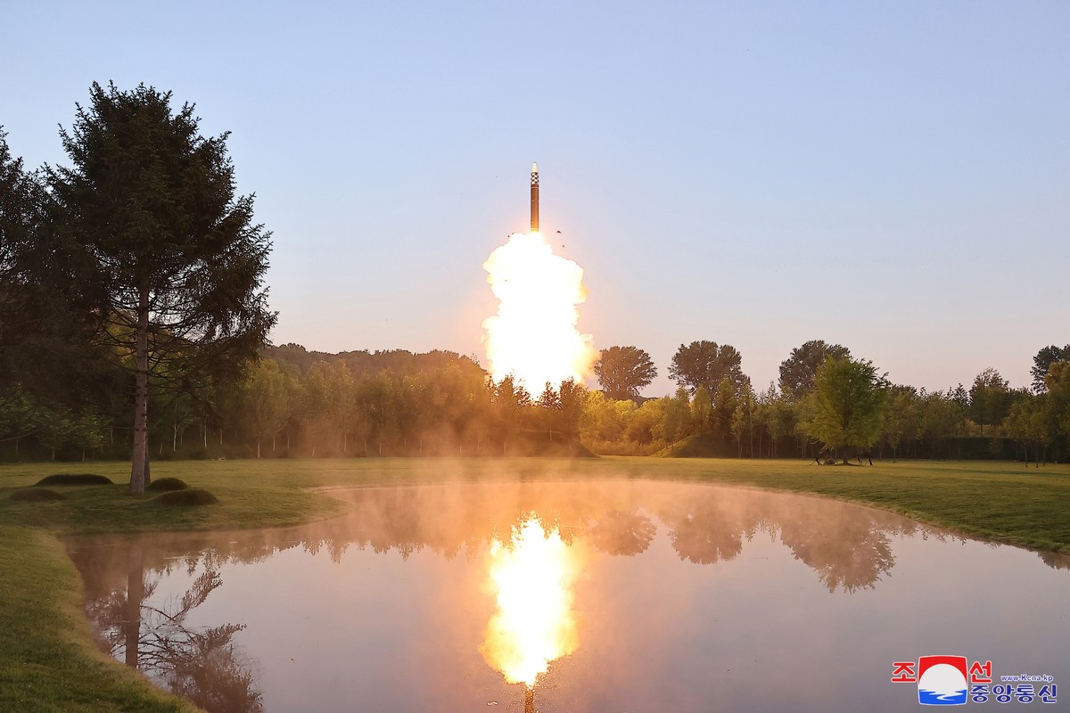 epa11440764 A photo released by the official North Korean Central News Agency (KCNA) shows a test of the separation and guidance control test of individual mobile warheads at an undisclosed location i ...