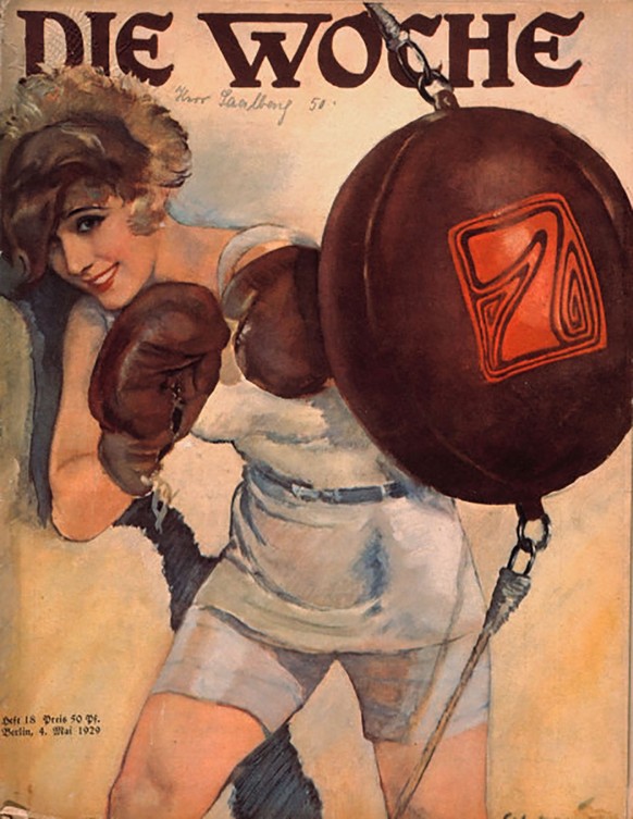 Neues Frauenbild der 1920er: Boxerin auf dem Titelblatt der Zeitschrift «Die Woche», 1929.
https://quest.eb.com/images/search/die%20woche/detail/109_226684
