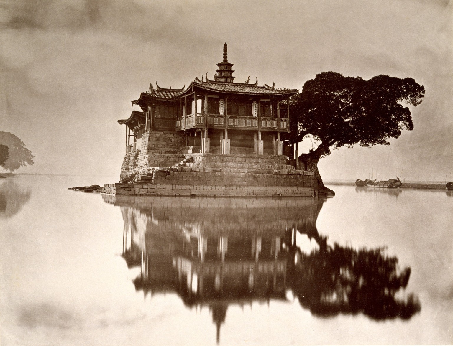 John Thomson (British, 1837-1921)
Island Pagoda, about 1871, from the album, Foochow and the River Min, Published in London, 1873
Carbon print
8 ¾ x 11 ¼  inches
Gift of the Estate of Mrs. Anthony Riv ...
