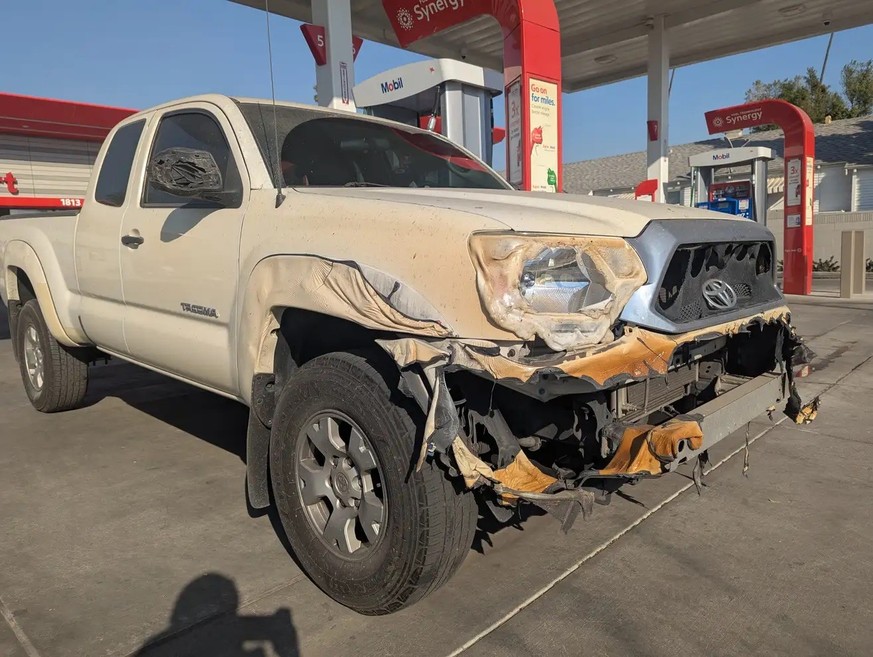 Brandon Sanders&#039; 2013 Toyota Tacoma survived the LA fires and started up with no problems. 
https://jalopnik.com/california-wildfires-not-enough-to-kill-this-toyota-tac-1851738266
