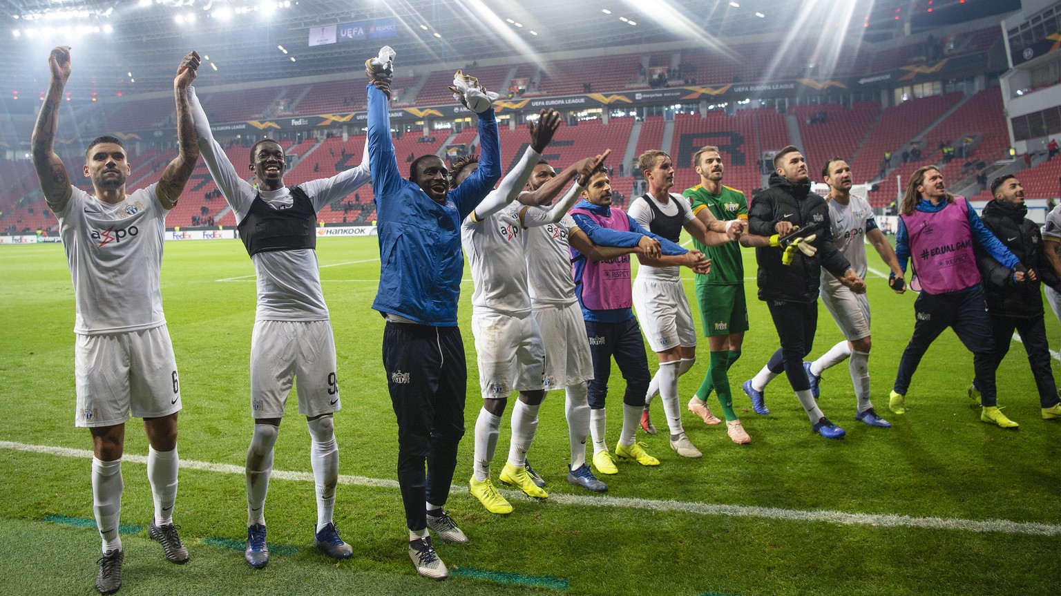 Zurich&#039;s players after the UEFA Europa League match between Germany&#039;s Bayer 04 Leverkusen and Switzerland&#039;s FC Zuerich, at the BayArena in Leverkusen, Germany, on Thursday, November 8,  ...
