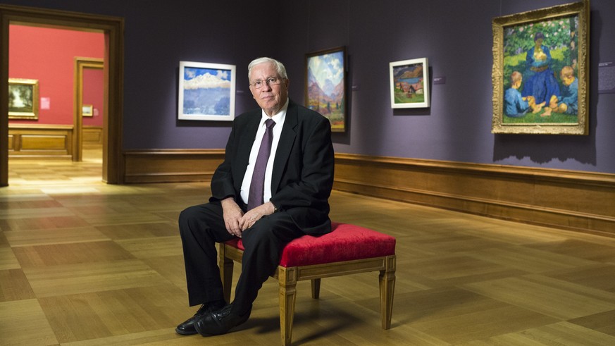 Christoph Blocher, alt Bundesrat, praesentiert die Meisterwerke seiner Kunstsammlung anlaesslich einer Pressekonferenz zur Ausstellung &quot;Hodler, Anker, Giacometti - Meisterwerke der Sammlung Chris ...