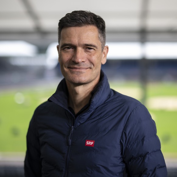 Co-Kommentator Stefan Hoefmanner, aufgenommen bei der Produktionsfuehrung der SRG, am Eidgenoessischen Schwing- und Aelplerfest 2025 Glarnerland, ESAF, am Freitag, 29. August 2025, in Mollis. (KEYSTON ...