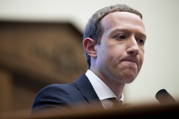 epa08925055 Chairman and CEO of Facebook Mark Zuckerberg testifies before the US House Financial Services Committee hearing on 'An Examination of Facebook and Its Impact on the Financial Services and  ...