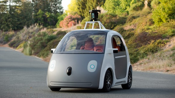epa04229687 An undated handout picture released by Google on 28 May 2014 shows an early version of Google&#039;s prototype of a self-driving car at an undisclosed location. Google has designed a vehic ...