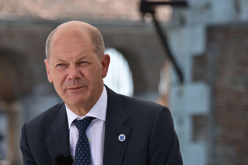 epa09333781 German Minister of Finance Olaf Scholz arrives at the Arsenale for the G20 Finance Ministers and Central Bank Governors Meeting in Venice, northeastern Italy, 09 July 2021. The G20 (or Gro ...