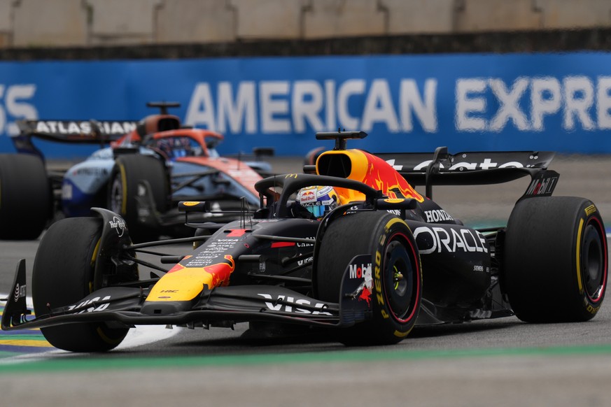 Red Bull driver Max Verstappen of the Netherlands drives during the Brazilian Formula One Grand Prix at the Interlagos race track in Sao Paulo, Sunday, Nov. 9, 2025. (AP Photo/Andre Penner)
Brazil F1  ...