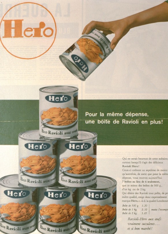 Hero Ravioli Historical history food food cooking canned ravioli canned ravioli canned goods switzerland