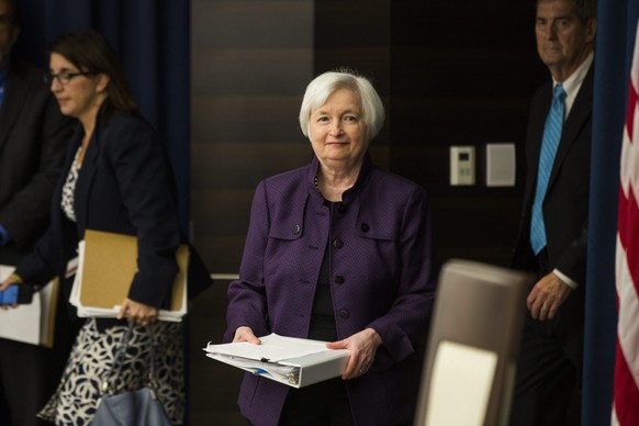 epa05551535 US Federal Reserve Chair Janet Yellen prepares to announce that the Federal Reserve will not raise interest rates at a press conference in Washington, DC, USA, 21 September 2016. Yellen di ...