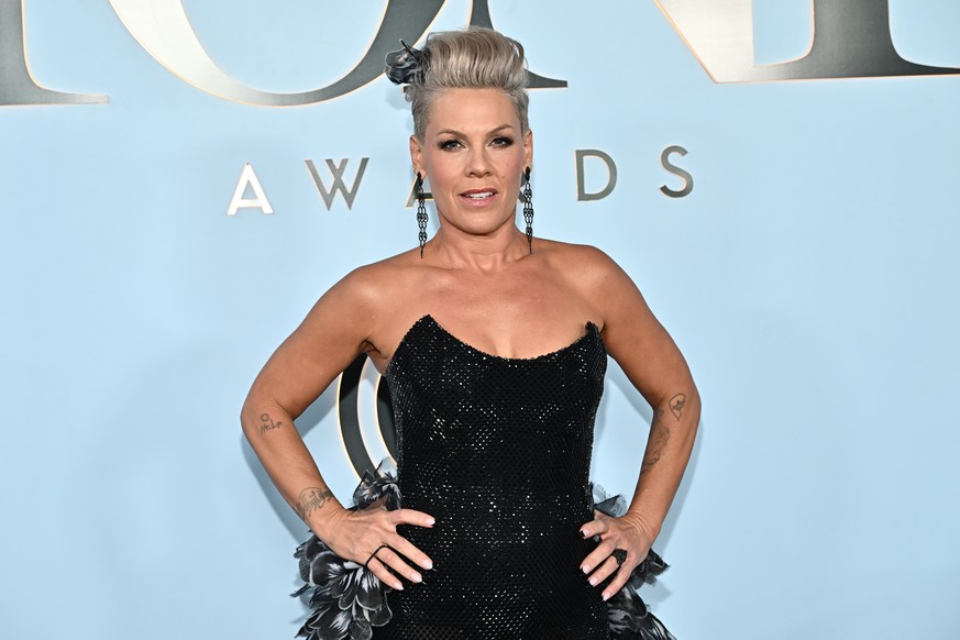 Pink arrives at the 79th Tony Awards on Sunday, June 7, 2026, at Radio City Music Hall in New York. (Photo by Evan Agostini/Invision/AP)
Pink