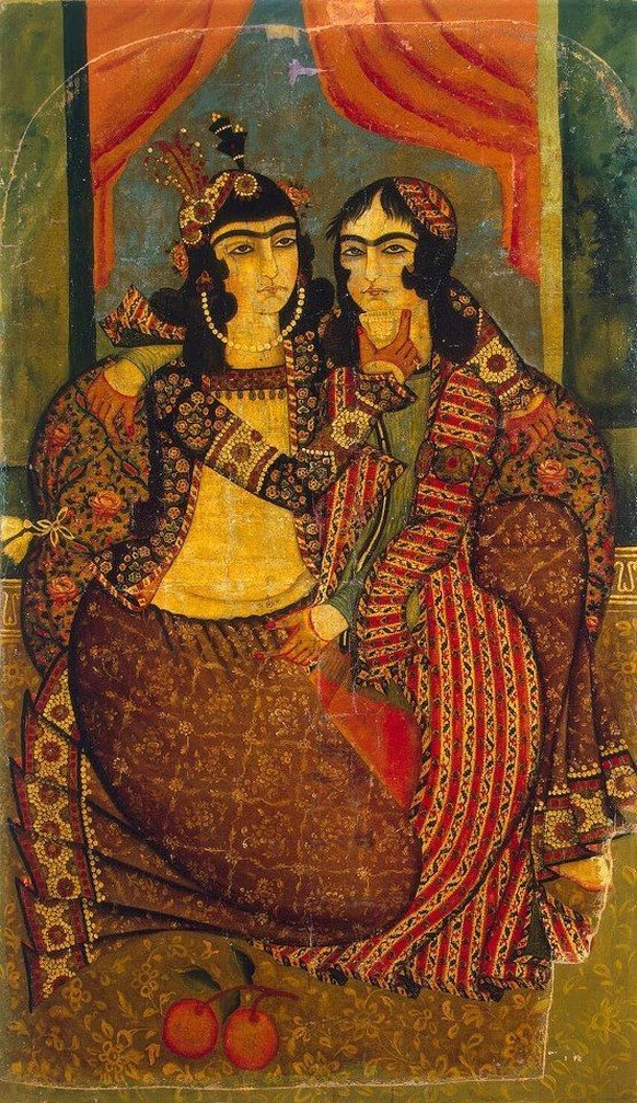 Ein Liebespaar, Gemälde aus&nbsp;der Kadscharen-Dynastie, frühes 19. Jahrhundert.&nbsp;