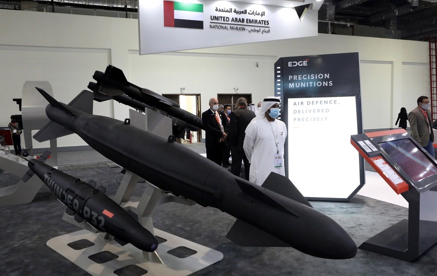 epa09612449 People visit the EDEX Egypt Defence Exhibition 2021 at new Cairo, Egypt, 30 November 2021. Egypt Defense Expo (EDEX) 2021 is held from 29 November to 02 December 2021 with some 300 exhibit ...