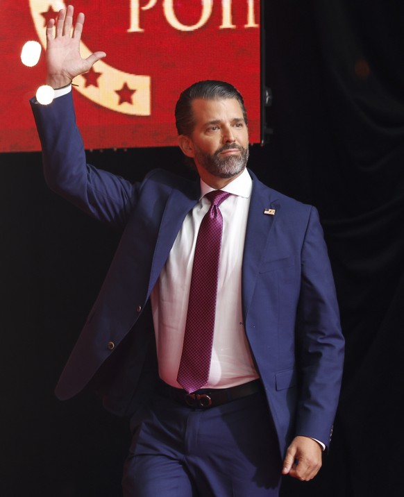 epa12397017 Donald Trump Jr., son of US president Donald Trump, attends the public memorial service of political activist Charlie Kirk at State Farm Stadium in Glendale, Arizona, USA, 21 September 202 ...