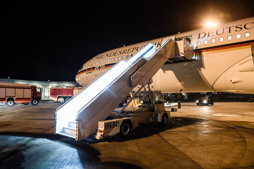 epa07198430 The Chancellor&#039;s Airbus &#039;Konrad Adenauer&#039; in Cologne, Germany, 29 November 2018. According to reports, the Chancellor&#039;s Airbus &#039;Konrad Adenauer&#039; with German C ...