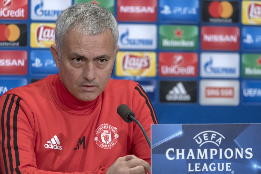 Manchester United&#039;s head coach Jose Mourinho speaks during a press conference the day before the Champions League Group A soccer match between Switzerland&#039;s FC Basel 1893 and England&#039;s  ...