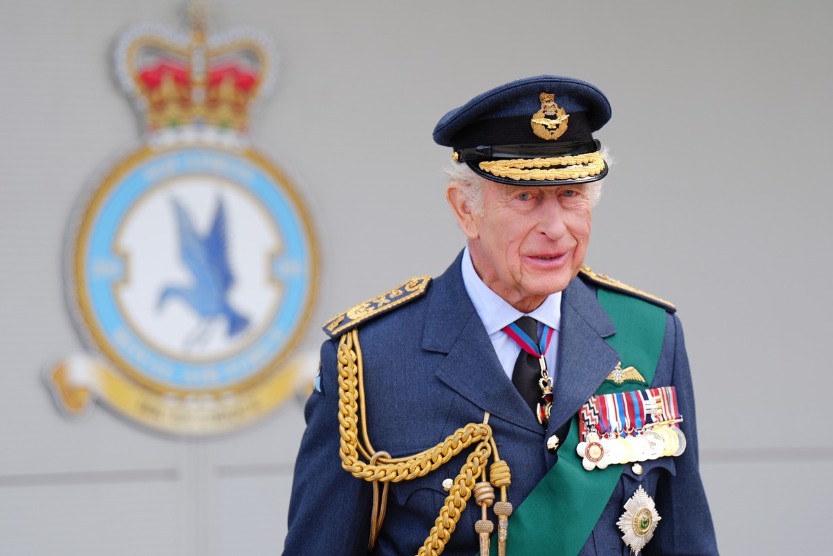 Britain's King Charles arrives to visit RAF Lossiemouth in Moray, Scotland, Wednesday Aug. 6, 2025. (Jane Barlow/PA via AP, Pool)
Britain Royals