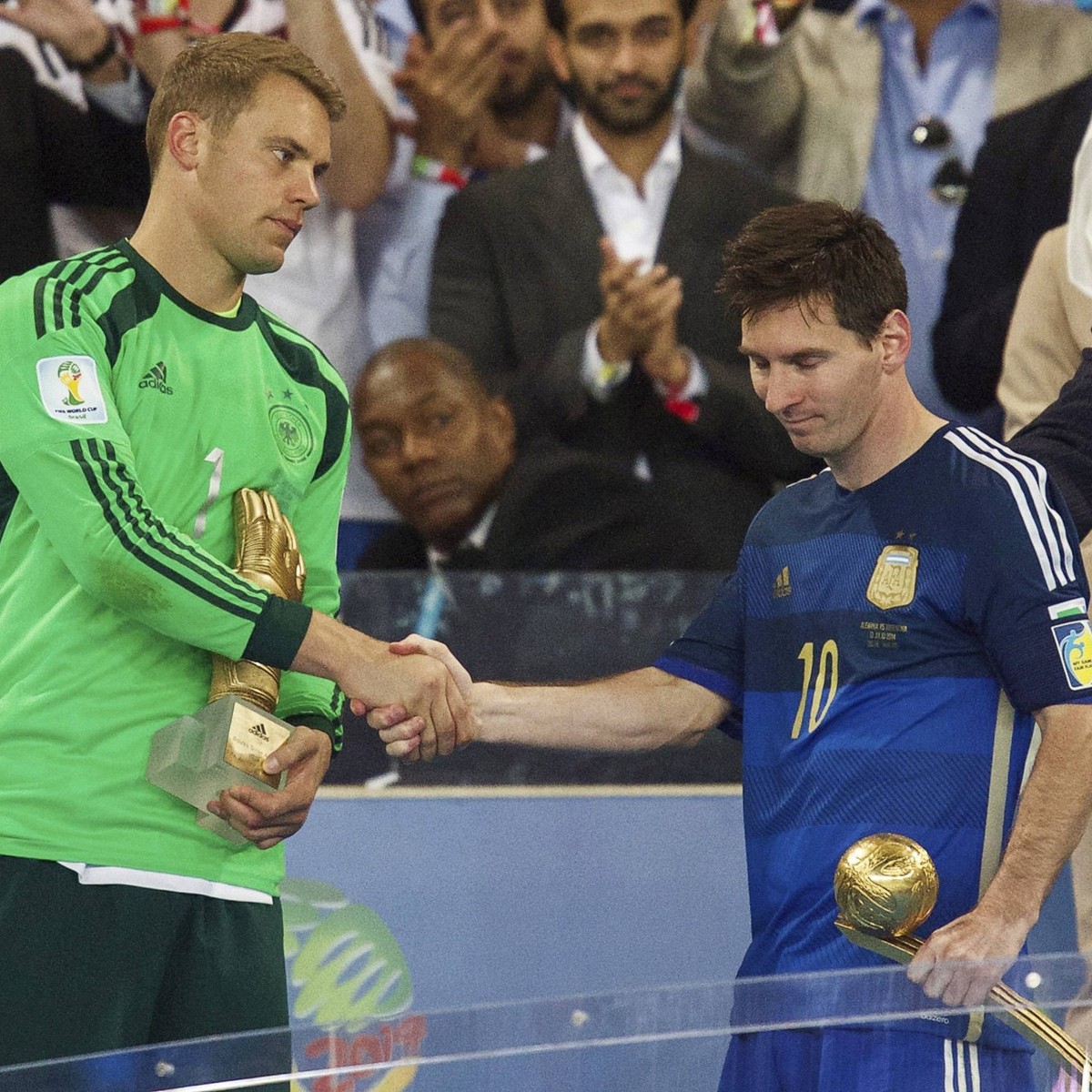 (L-R) goalkeeper Manuel Neuer of Germany, Lionel Messi of Argentina during the final of the FIFA World Cup 2014 on July 13, 2014 at the Maracana stadium in Rio de Janeiro, Brazil. Germany v Argentina  ...