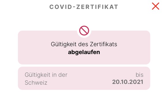 Dieses Zertifikat, das am 20. Oktober ungültig wird, konnte schon einen Tag früher als «invalid» getestet werden.