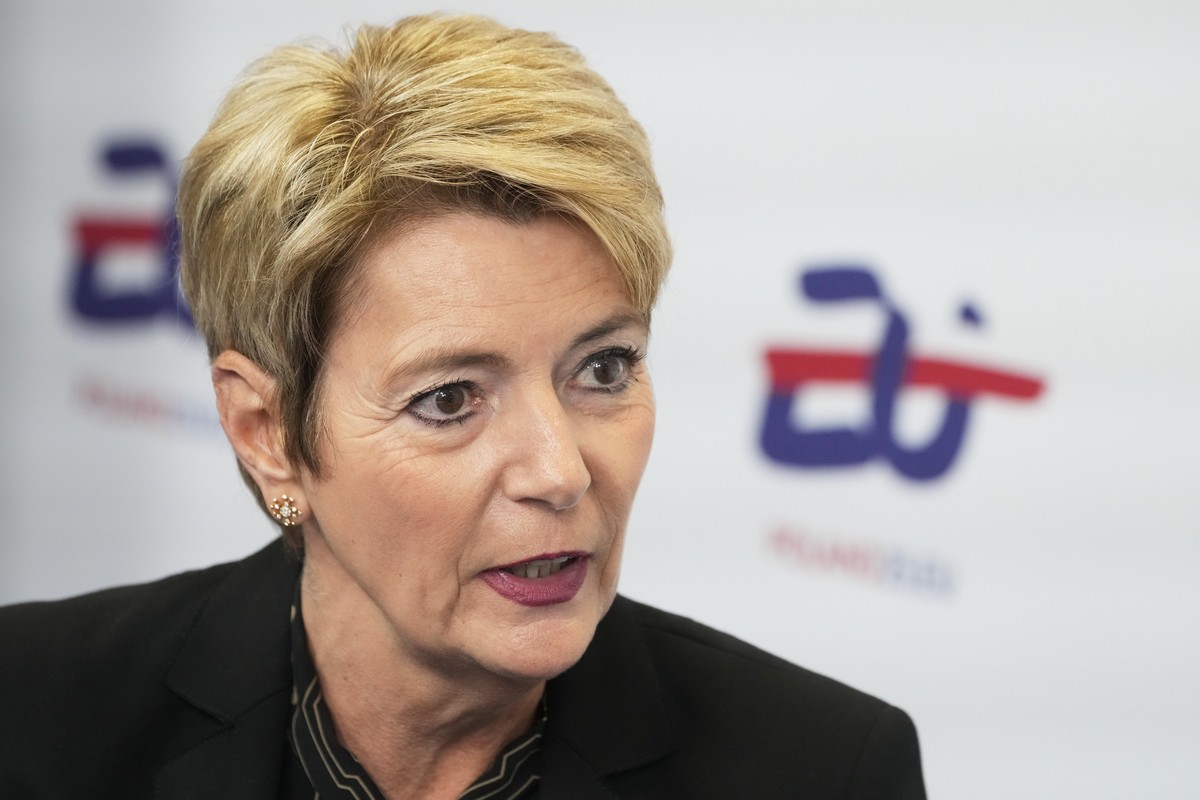 Swiss federal president Karin Keller-Sutter attends the Informal Meeting of EU Ministers for Economic and Financial Affairs and Central Bank Governors in Warsaw, Poland, Friday, April 11, 2025. (AP Ph ...