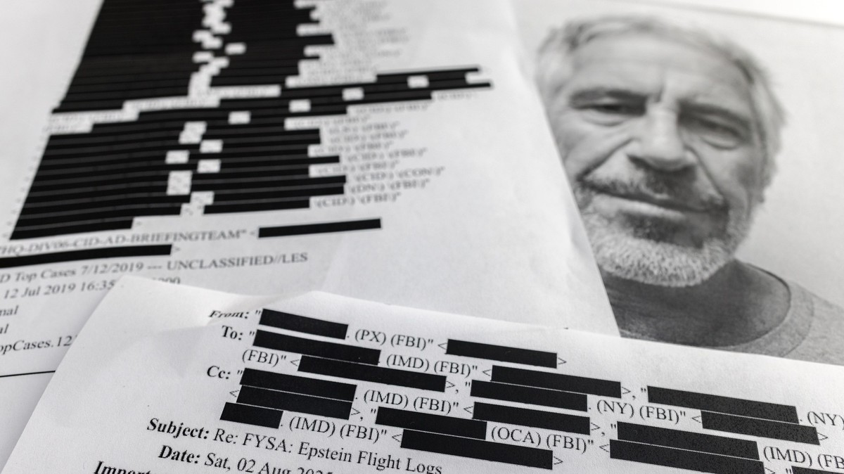epa12724191 (ILLUSTRATION) - Printed copies of the Jeffrey Epstein files in Miami, Florida, 10 February 2026. According to official charges and court records released under the Epstein Files Transpare ...