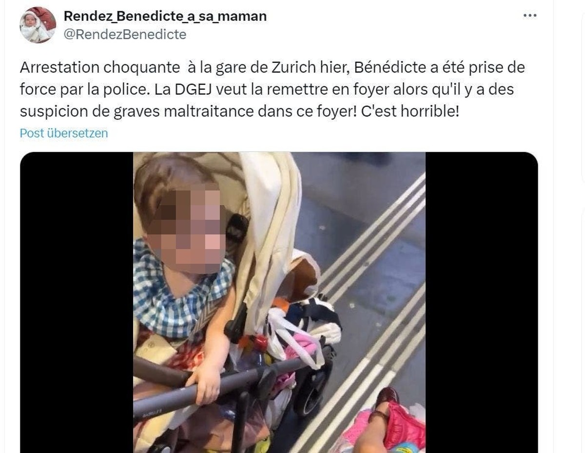 Bénédicte prise par les policier à Zurich.