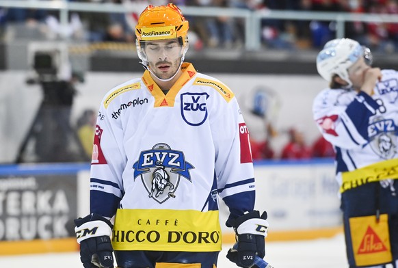 PostFinance Top Scorer Zugs Raphael Diaz im Eishockeyspiel der National League zwischen den Rapperswil-Jona Lakers und dem EV Zug, am Freitag, 2. Oktober 2020, in der St. Galler Kantonalbank Arena in  ...