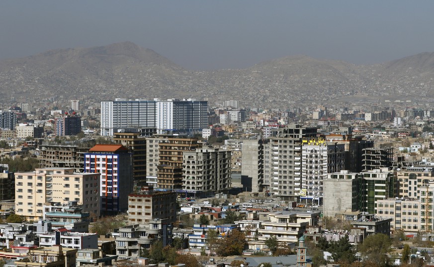 epa06353577 An arial view shows buildings in the capital Kabul, Afghanistan, 27 November 2017. According to the World Bank, Afghanistan&#039;s economic growth is projected to increase to 2.6 percent i ...