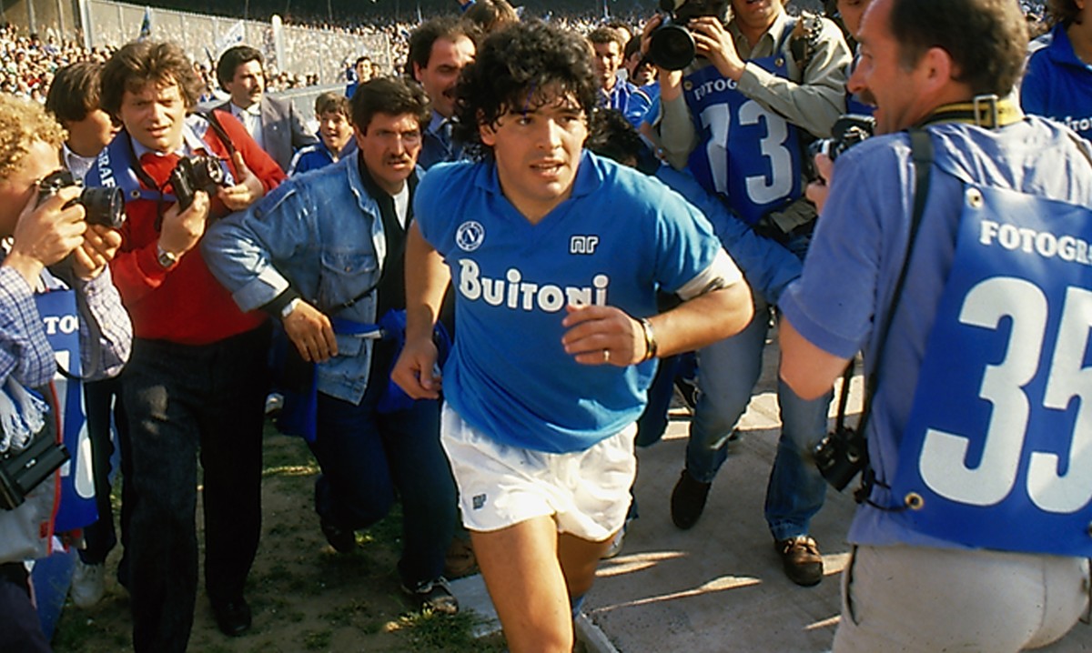 This image released by HBO shows soccer star Diego Maradona in a scene from "Maradona." Constructed from over 500 hours of footage, the documentary centers on the career of celebrated footba ...