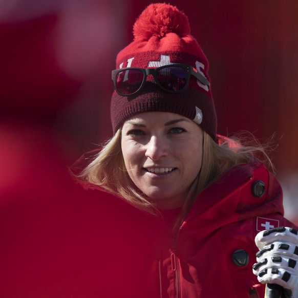 Lara Gut of Switzerland reacts after crashing during the first run of the women Alpine Skiing giant slalom race in the Yongpyong Alpine Centre during the XXIII Winter Olympics 2018 in Pyeongchang, Sou ...