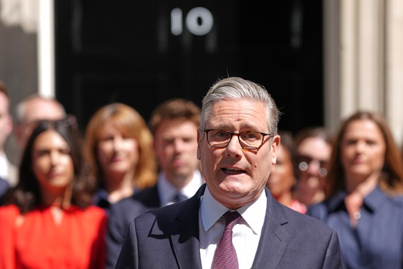 Britain's outgoing Prime Minister Keir Starmer speaks as he leaves 10 Downing Street in London, Monday, July 20, 2026.(AP Photo/Kirsty Wigglesworth)
Keir Starmer