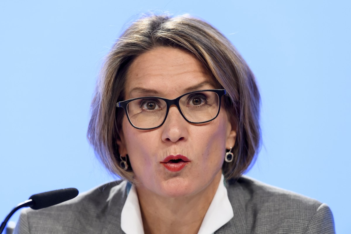 Swiss National Bank's (SNB) Member of the Governing Board Andrea Maechler, speaks during a semi-annual conference of Swiss National Bank (SNB BNS), in Bern, Switzerland, Thursday, June 18, 2020.  ...