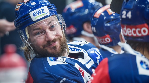 Zuerichs Kevin Klein reagiert im Eishockey Meisterschaftsspiel der National League zwischen den ZSC Lions und dem Lausanne HC, am Freitag, 2.Februar 2018, im Hallenstadion in Zuerich. (KEYSTONE/Melani ...