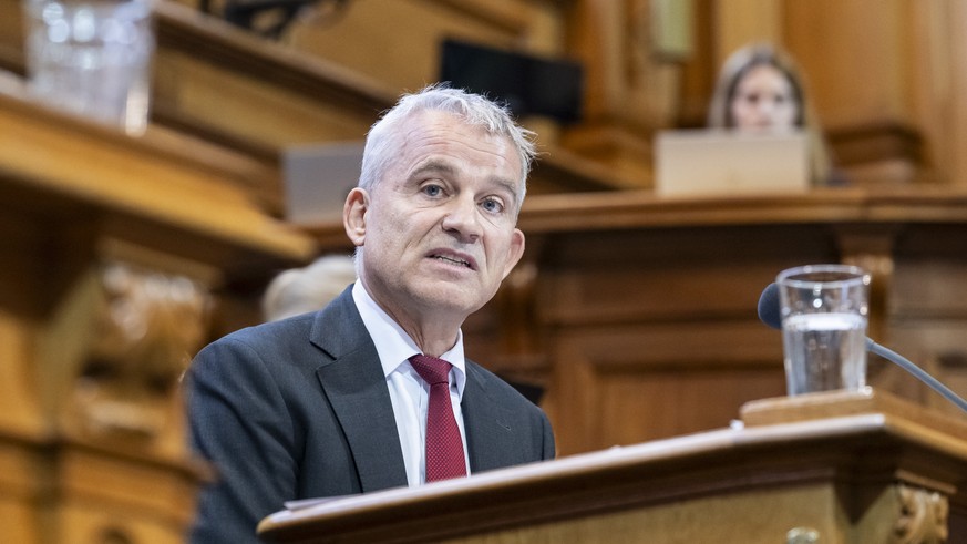 Bundesrat Beat Jans spricht waehrend der Debatte um das Vertragspaket mit der EU, Bilaterale III, an der Herbstsession der Eidgenoessischen Raete, am Dienstag, 29. September 2026 im Staenderat in Bern ...
